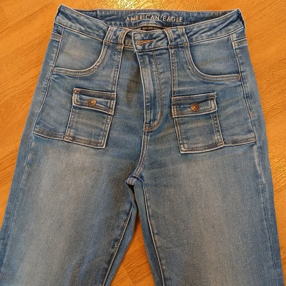 ISO IN SEARCH OF American Eagle Super High Rise Flare Jeans - Picture 2 of 7